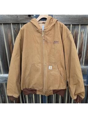 Carhartt Quilted Jacket Embroidered Brown Men's Size XL
